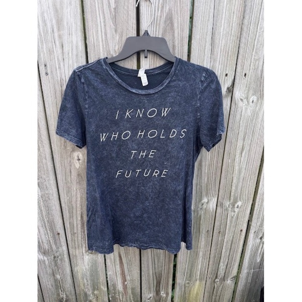 Faith Acid Wash Bella Canvas T-Shirt Small Black I Know Who Holds The Future